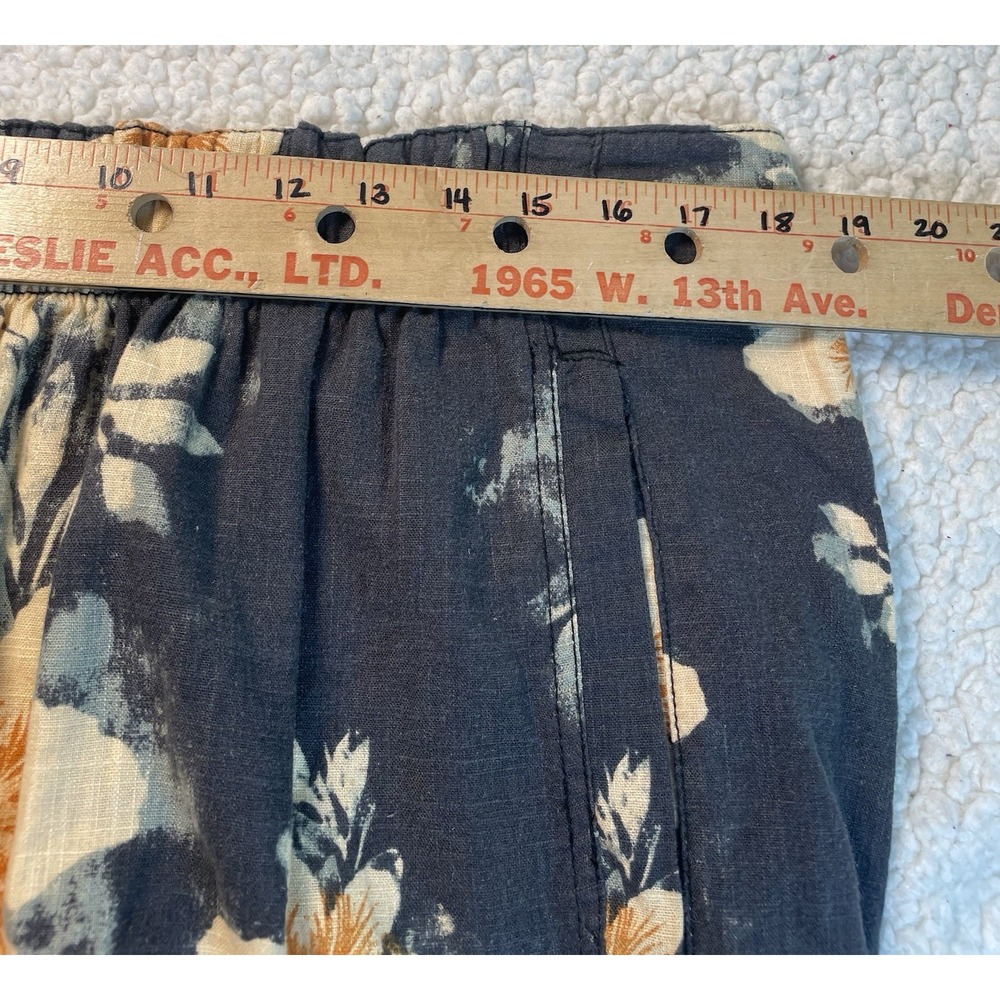 Free People Pants Womens XL Gray Linen Blend Wide Leg Floral Ankle Pull On Boho - Picture 5 of 9